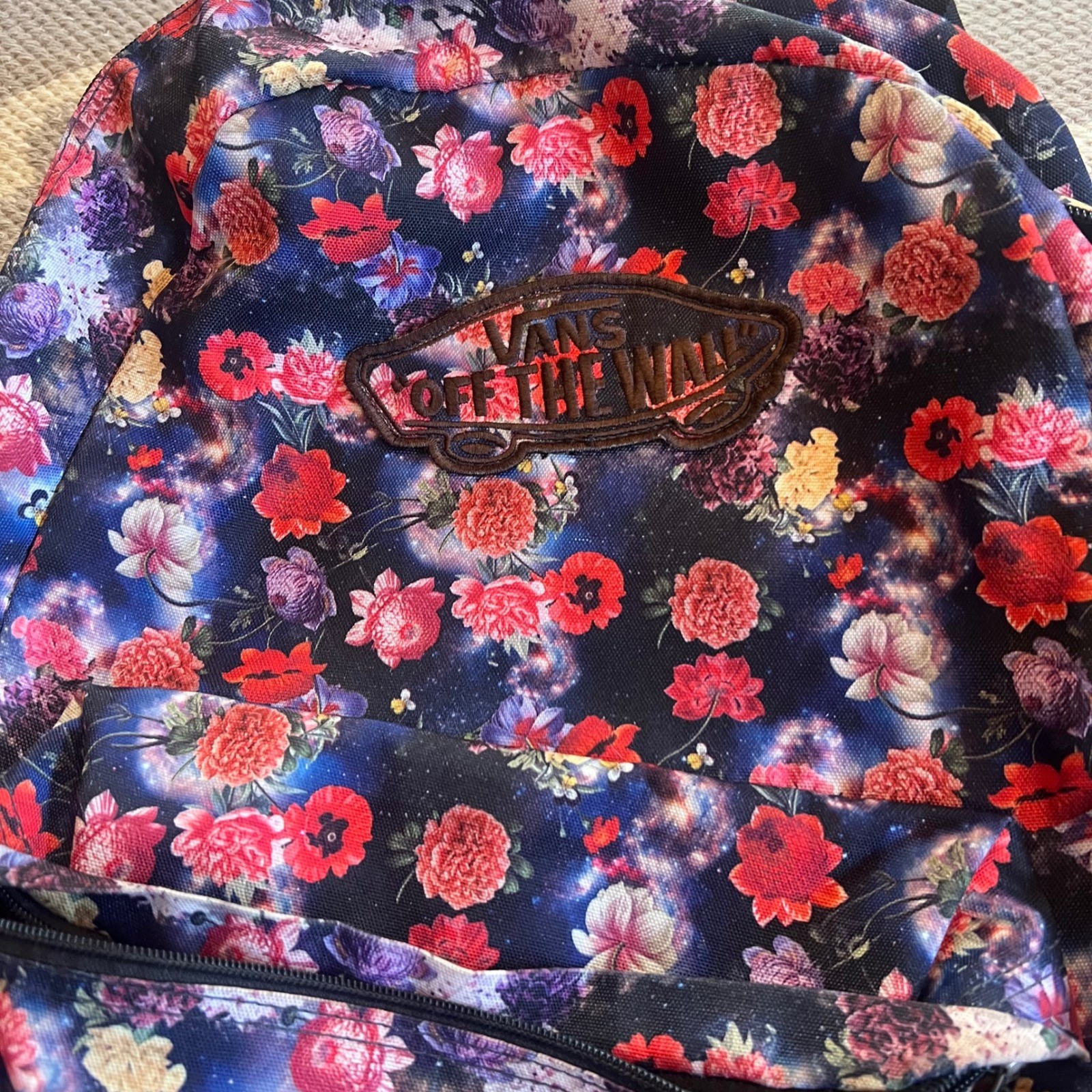 Vans Realm Classic Patch Galaxy Floral Print Backpack Bookbag Warped tour