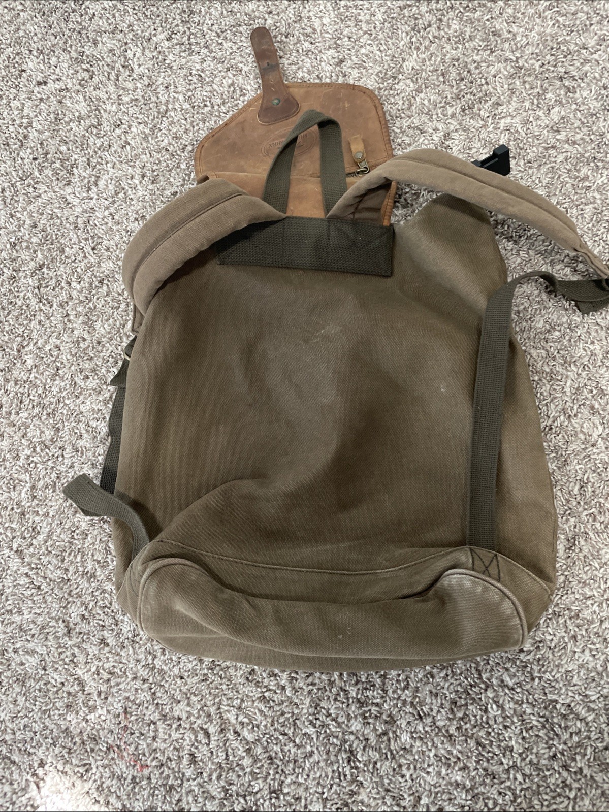 vintage high sierra backpack brown canvas leather rucksack hiking