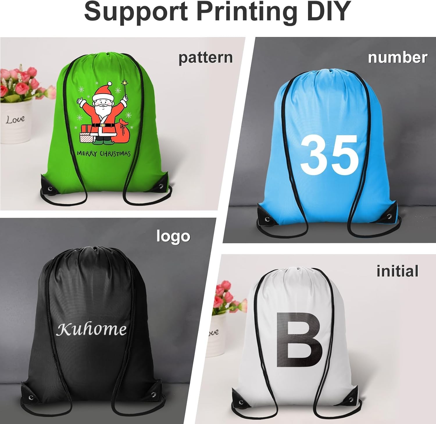 6Pcs Drawstring Backpacks Bulk String Bag Cinch Sack Pack Storage Multicolor