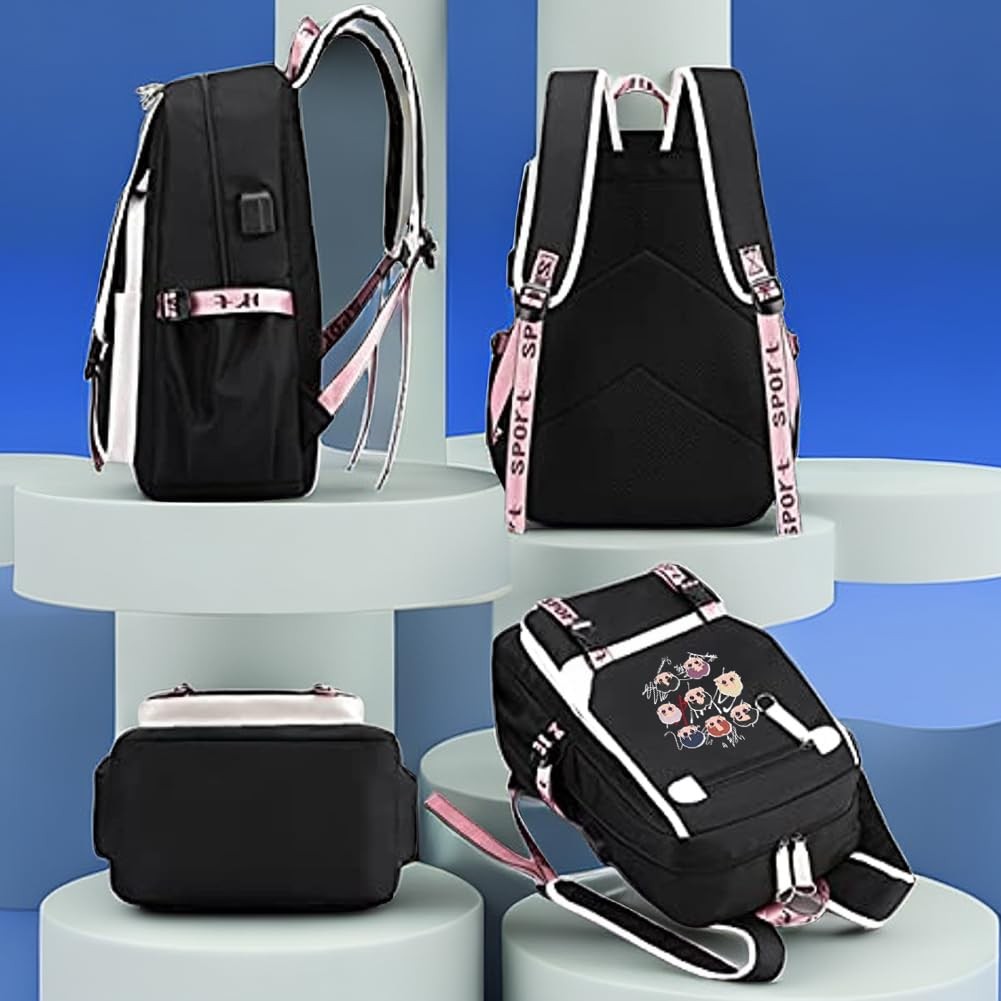 Stray Backpack Korean Casual Daypack Laptop Bag College Bag Unisex Black 32cm…