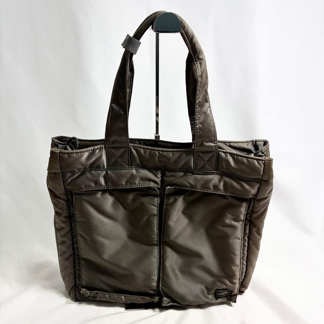 Porter Tanker 2Way Tote Bag Gray Nylon Expandable Large Capacity A4 Mens Bag
