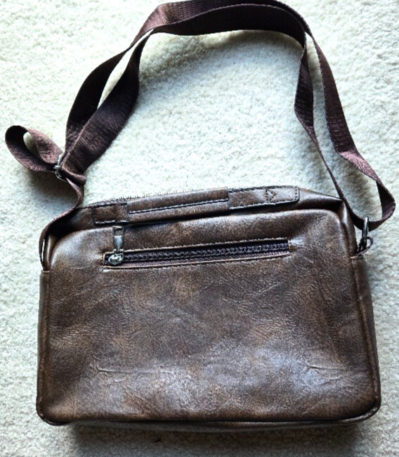 WEIXIER Briefcase Shoulder Crossbody Bag Brown Faux Leather Messenger Bag 11 x 8