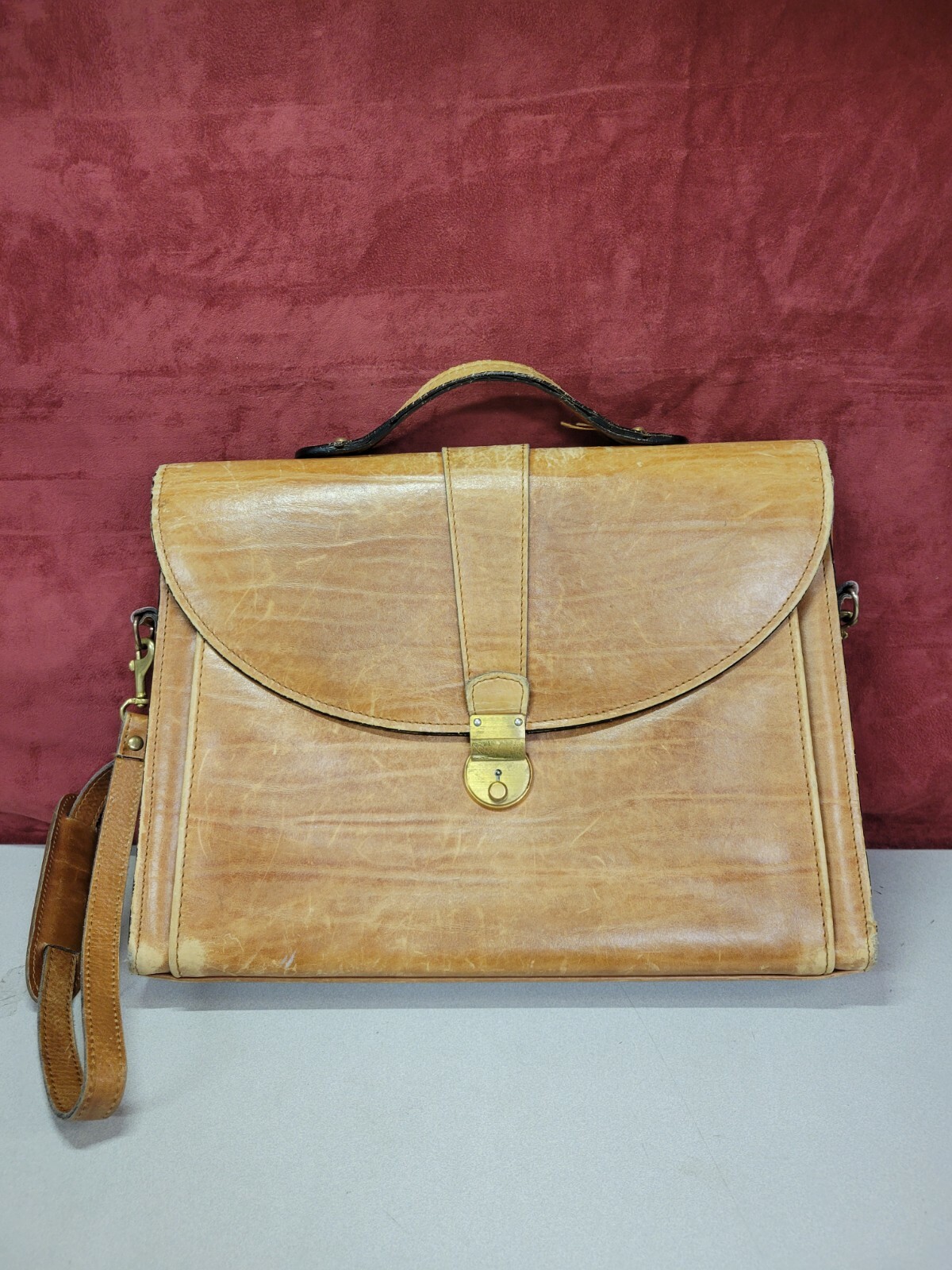 Schlesinger full grain cowhide leather briefcase