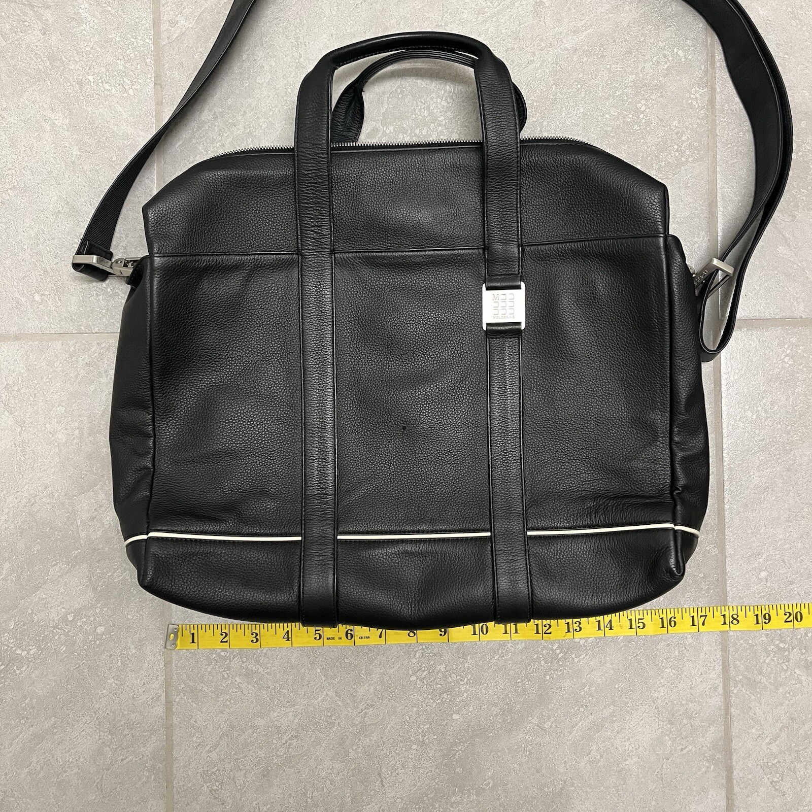 MOLESKINE ‘Black’ LEATHER LINAGE BRIEFCASE BAG