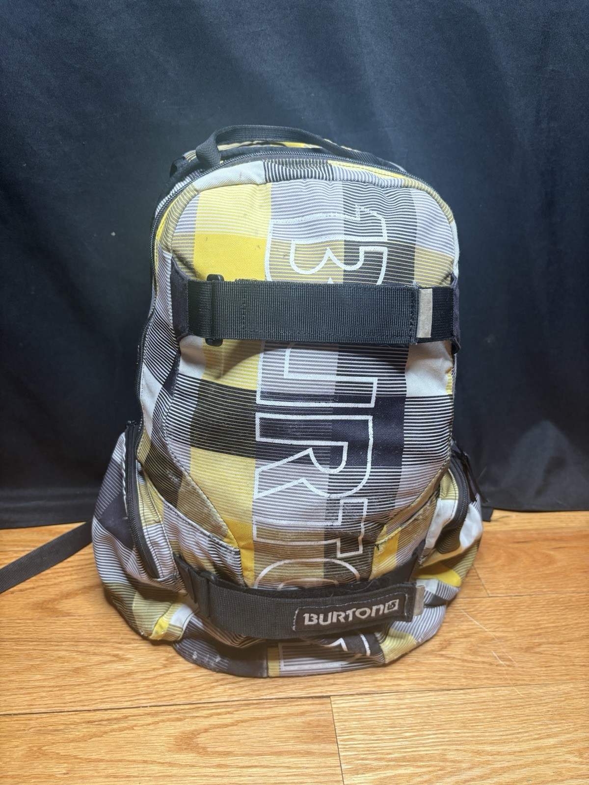 Burton Backpack Plaid Black Multicolor 18x15x7 Snowboard Skateboard School