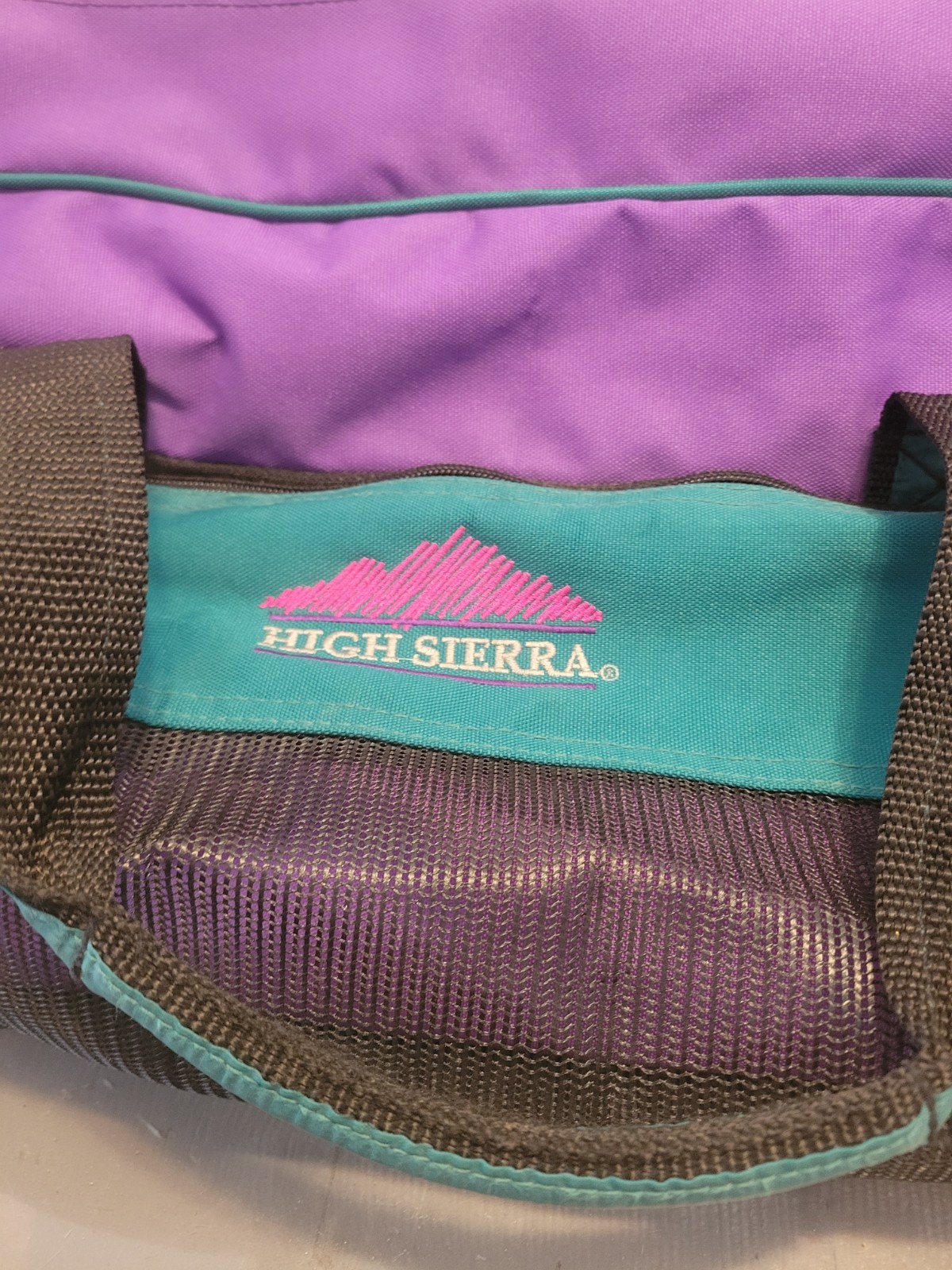 High Sierra Canvas Duffle Gym Travel Bag Purple Teal Vintage 1990s