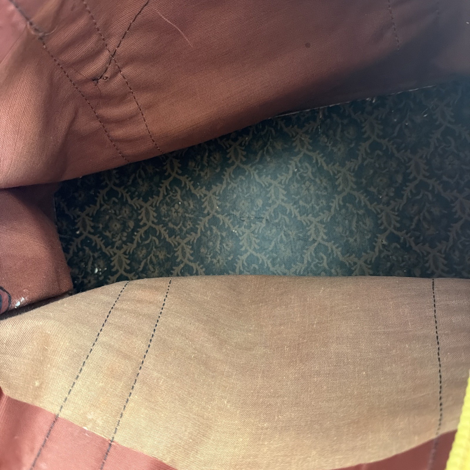 Vintage Natural High Rusty Red Corduroy Fabric Lined Tote Large Handbag