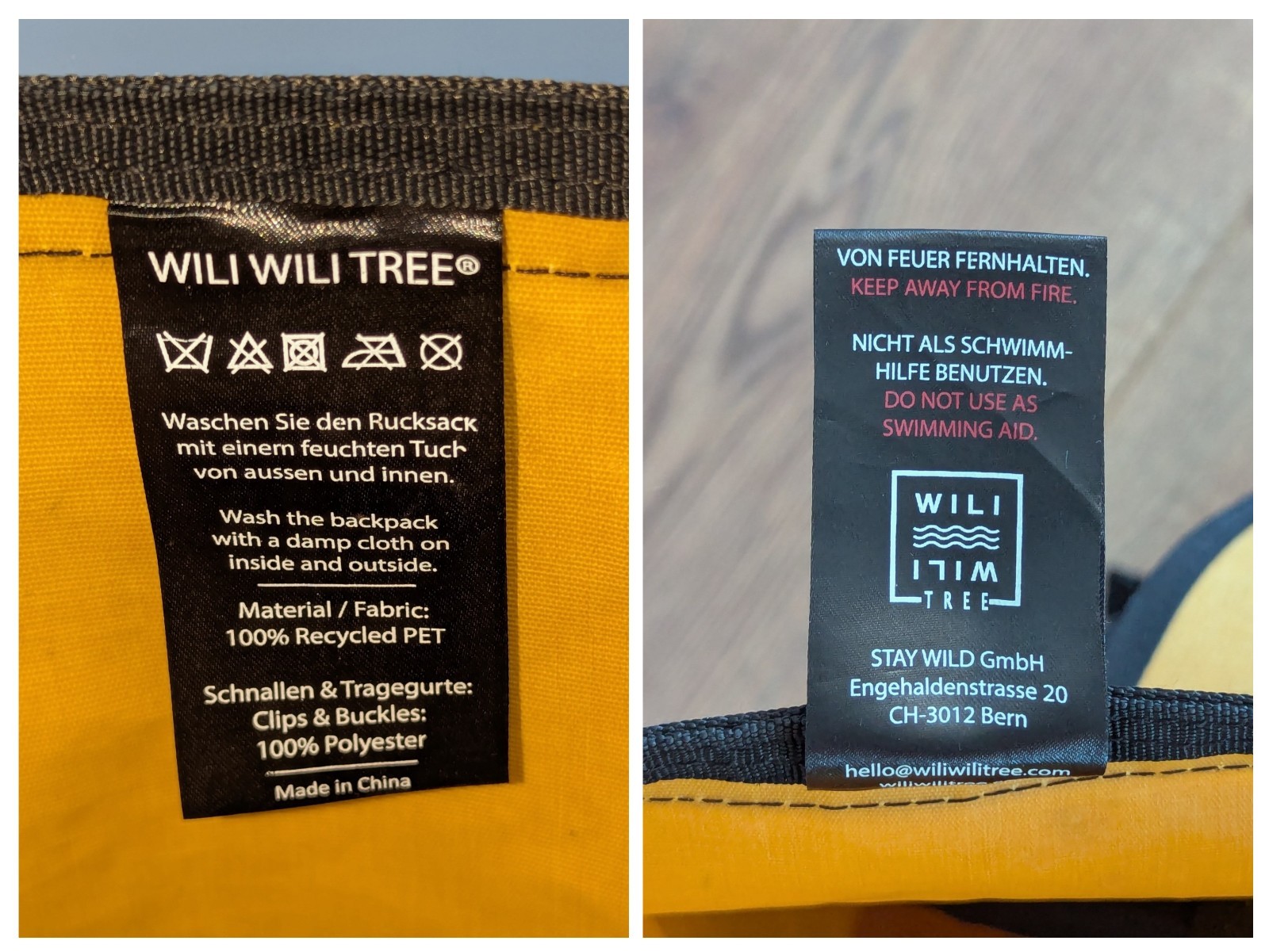 Wili Wili Tree Roll Top Backpack Light Sunset Yellow 20L 100% Recycled Pet