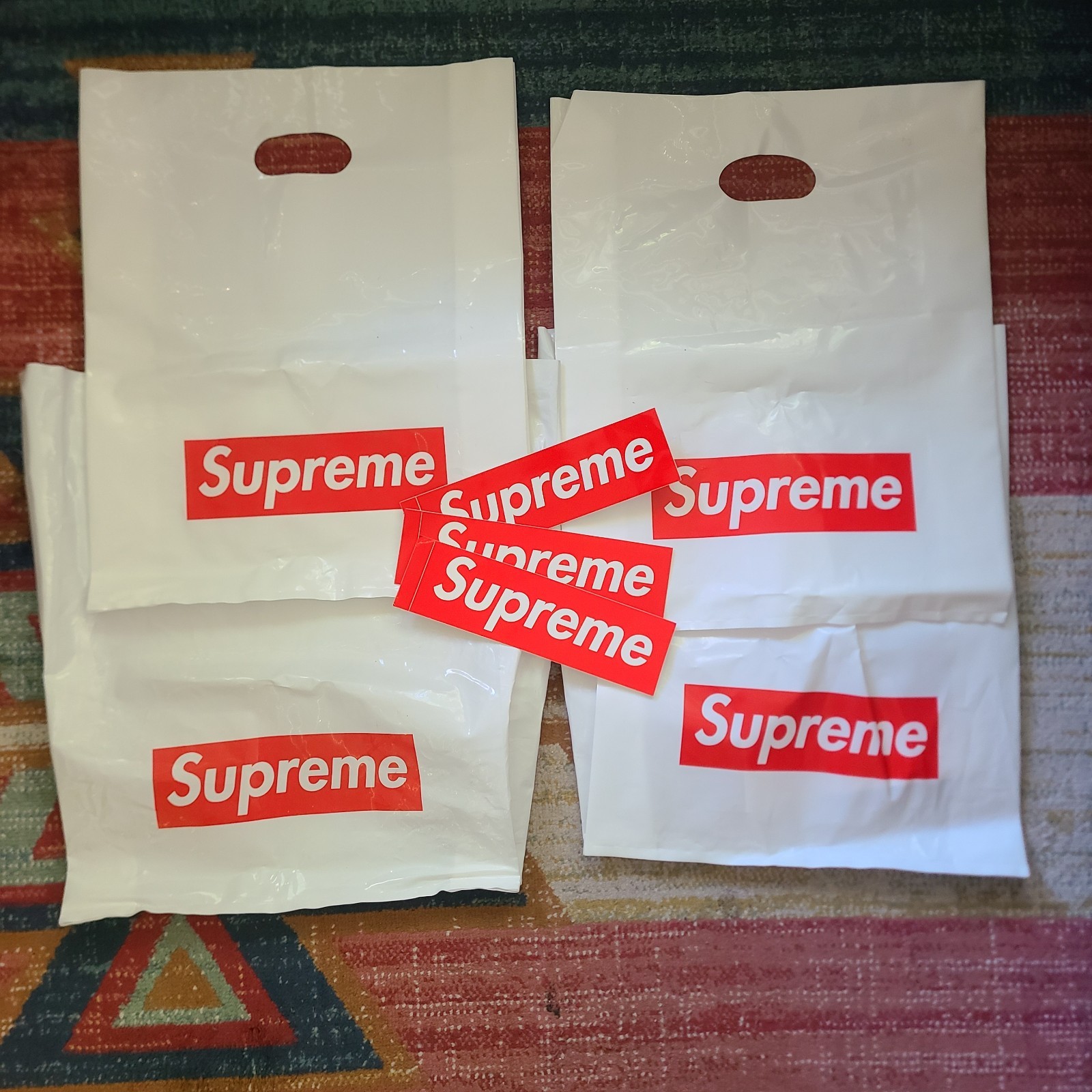Supreme Retail Shopping Bags Lot Of 4 Red White Box Logo 16×13 3x BOGO vintage