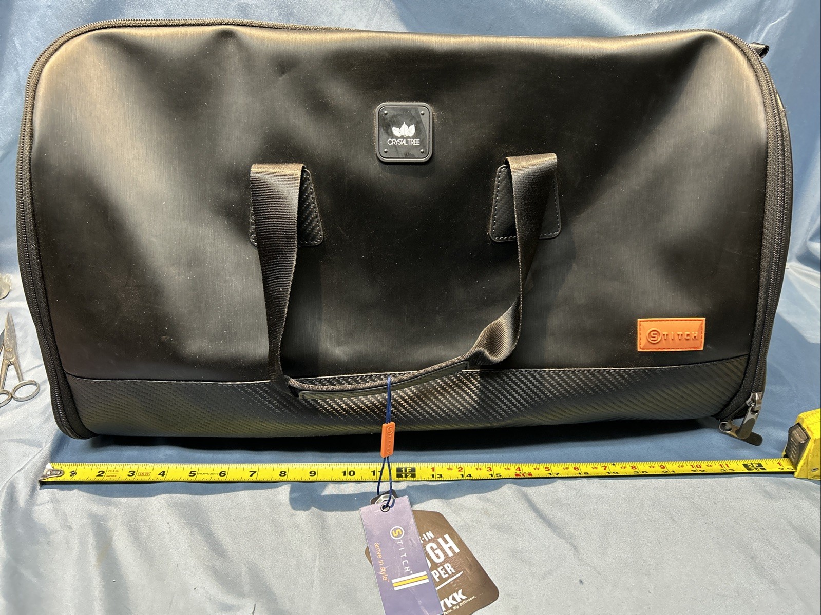 NOS Large Black Stitch Golf Garment Duffle Bag Branded Crystal Tree