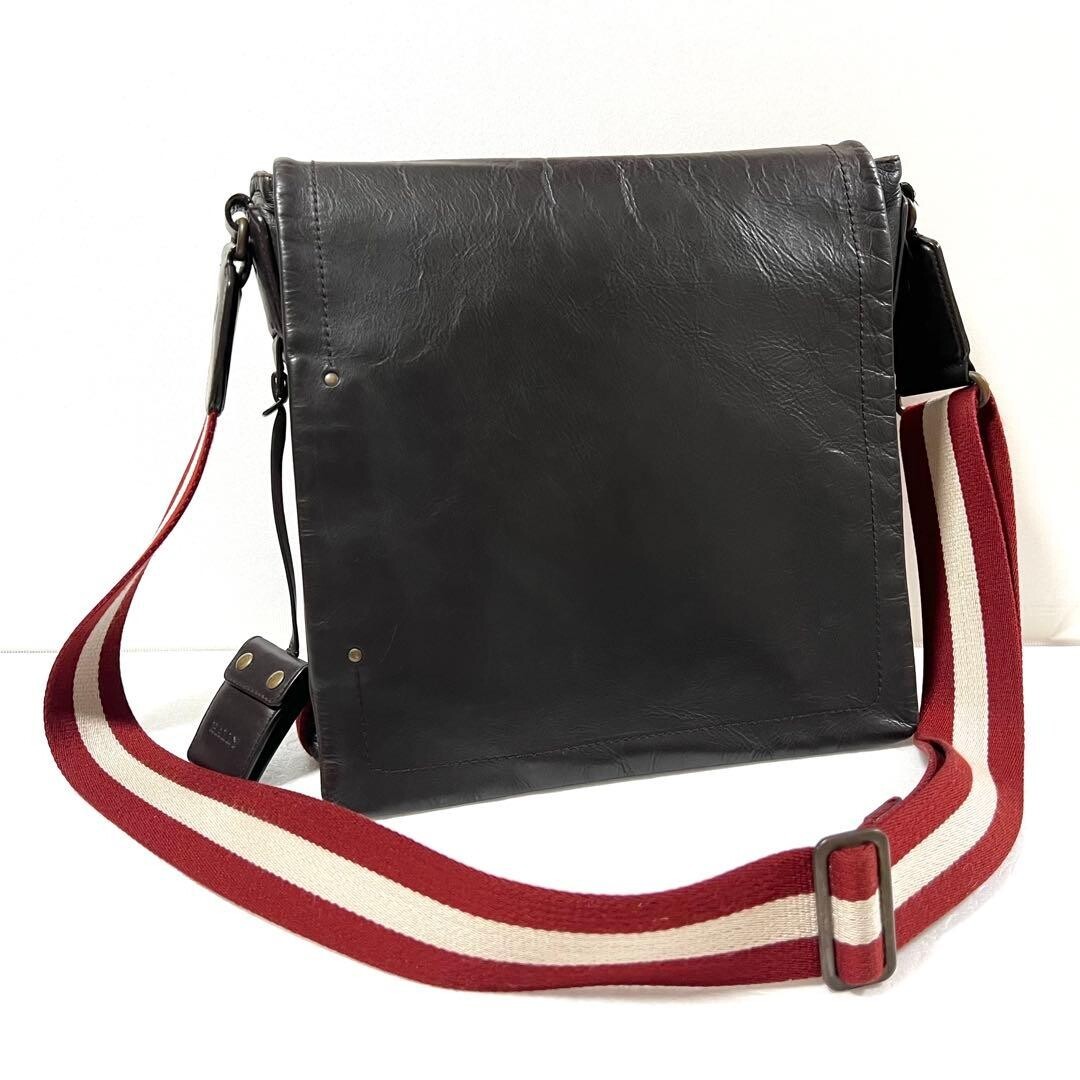 BALLY Trainspotting Brown Leather Messenger Bag Crossbody Adjustable Strap
