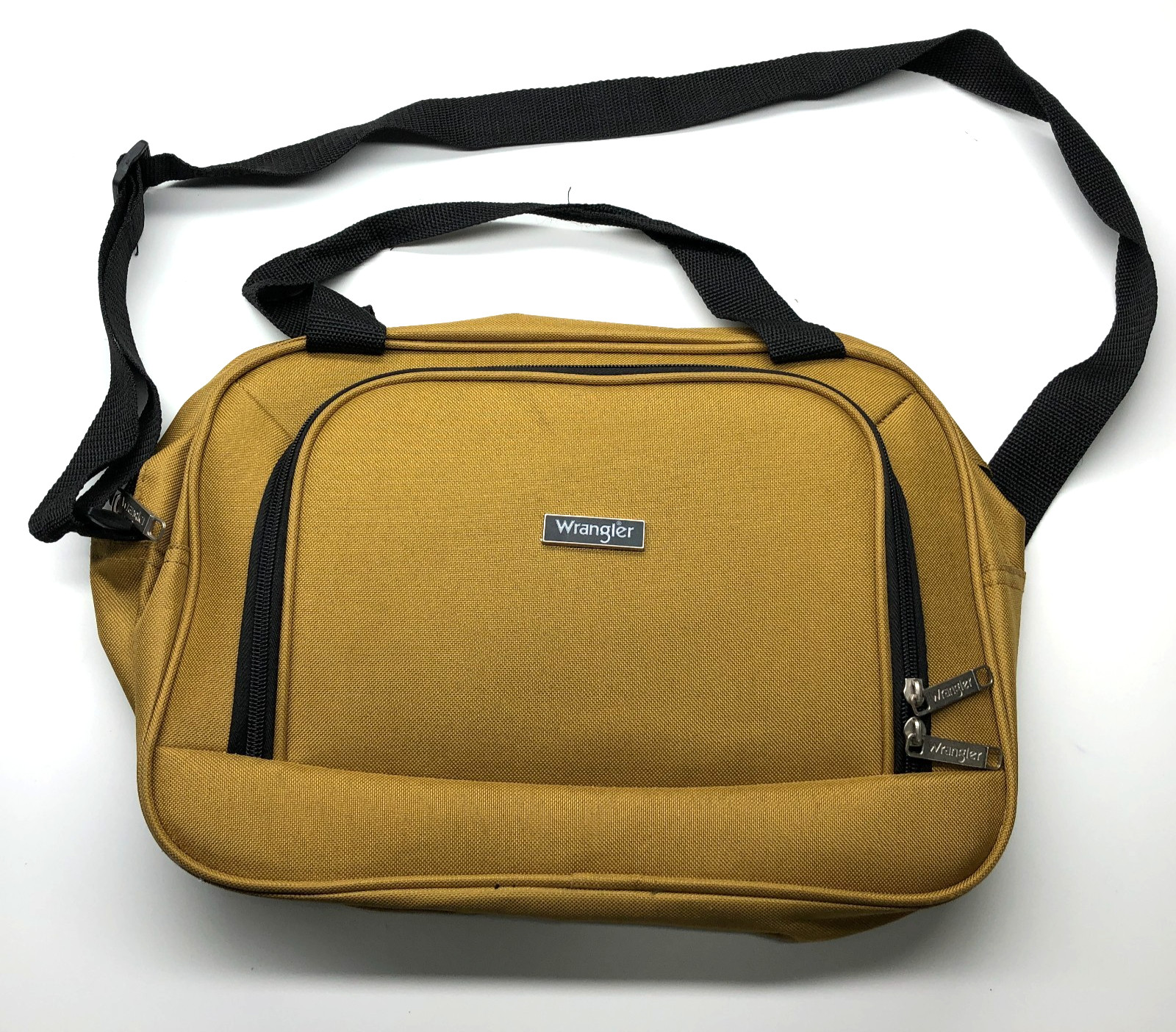 Wrangler Travel Document Shoulder Bag Crossbody Strap Tan Mens Zip Handle