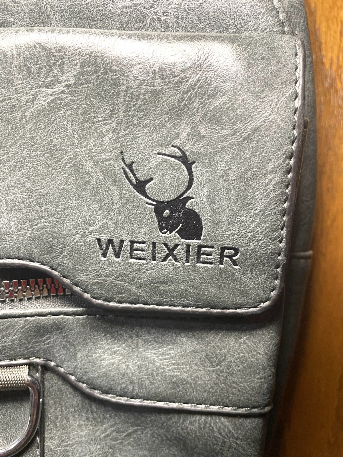 New Weixier Unisex Gray Leather Crossbody Sling Chest Bag NWOT