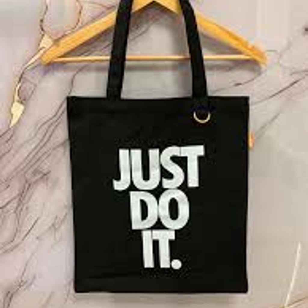 Nike Just Do It Black Cotton Canvas Tote Bag