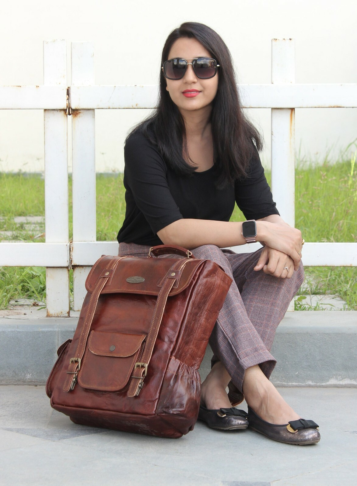 Men’s Handmade Vintage Genuine Brown Leather Backpack Rucksack Travel Bag Unisex