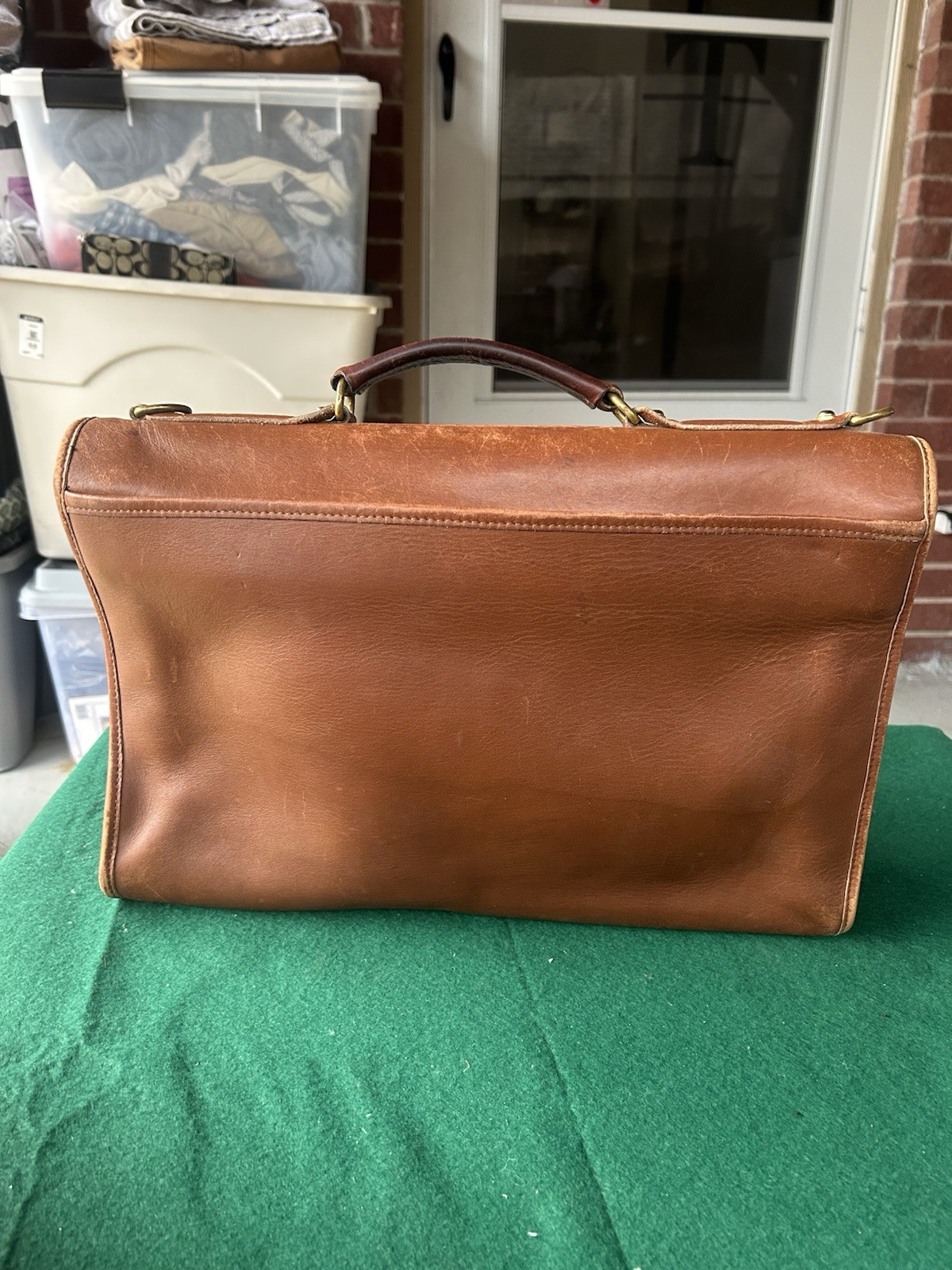 VTG Jack Georges Brown Distress Messenger Satchel Bag Brass Briefcase Leather