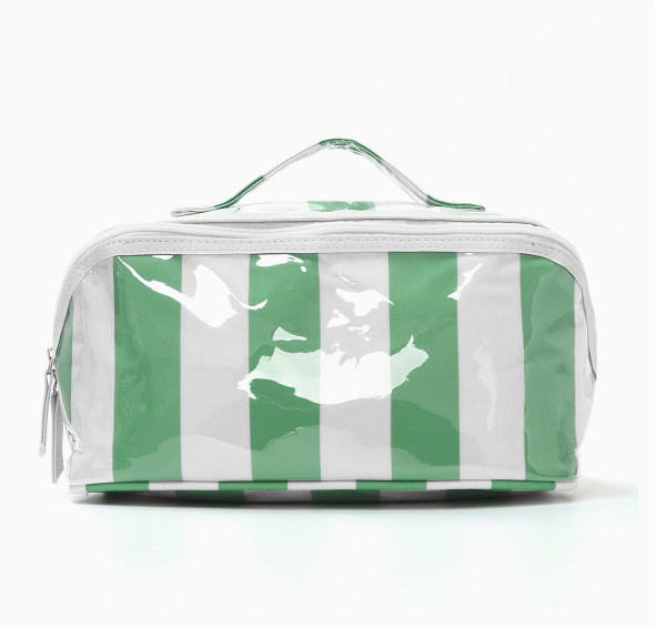 Large Striped Makeup Bag Waterproof PVC Cosmetic Case Travel Toiletry Organizer