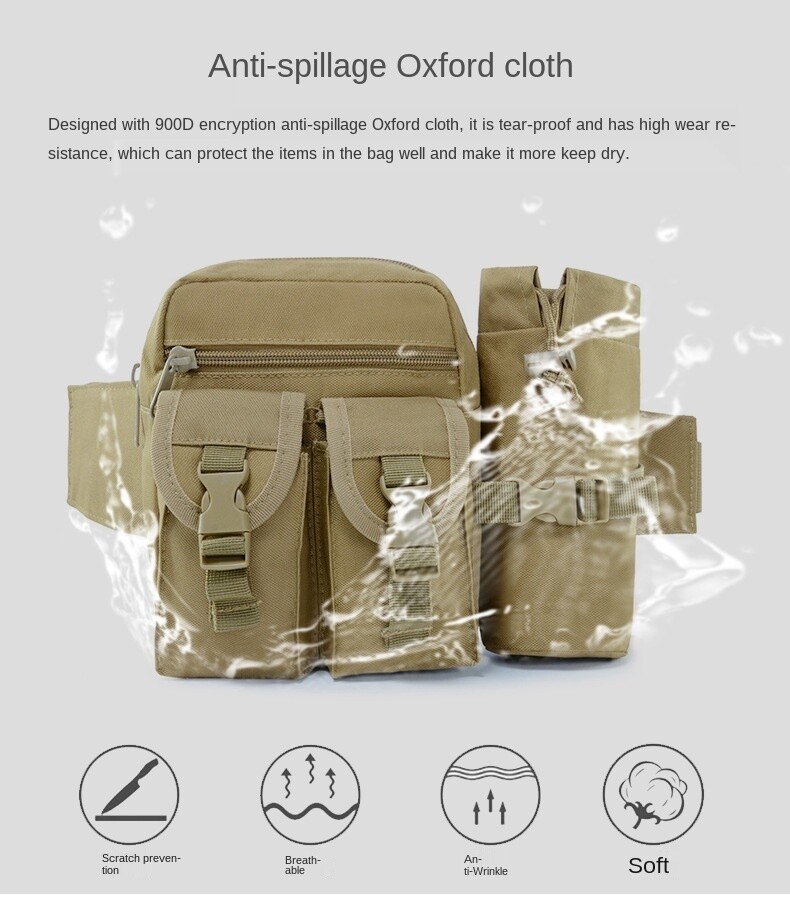 Tactical Fanny Pack Pouch with Water Bottle Holder Molle Waist Pack Hip Belt Bag
