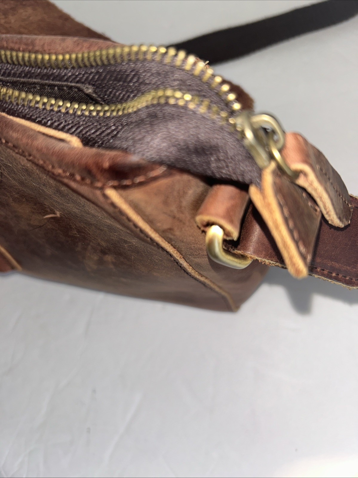 Leather Messenger Bag Unbranded Fold Over Flap Closer 12 “L By 8” H By 2.5” D