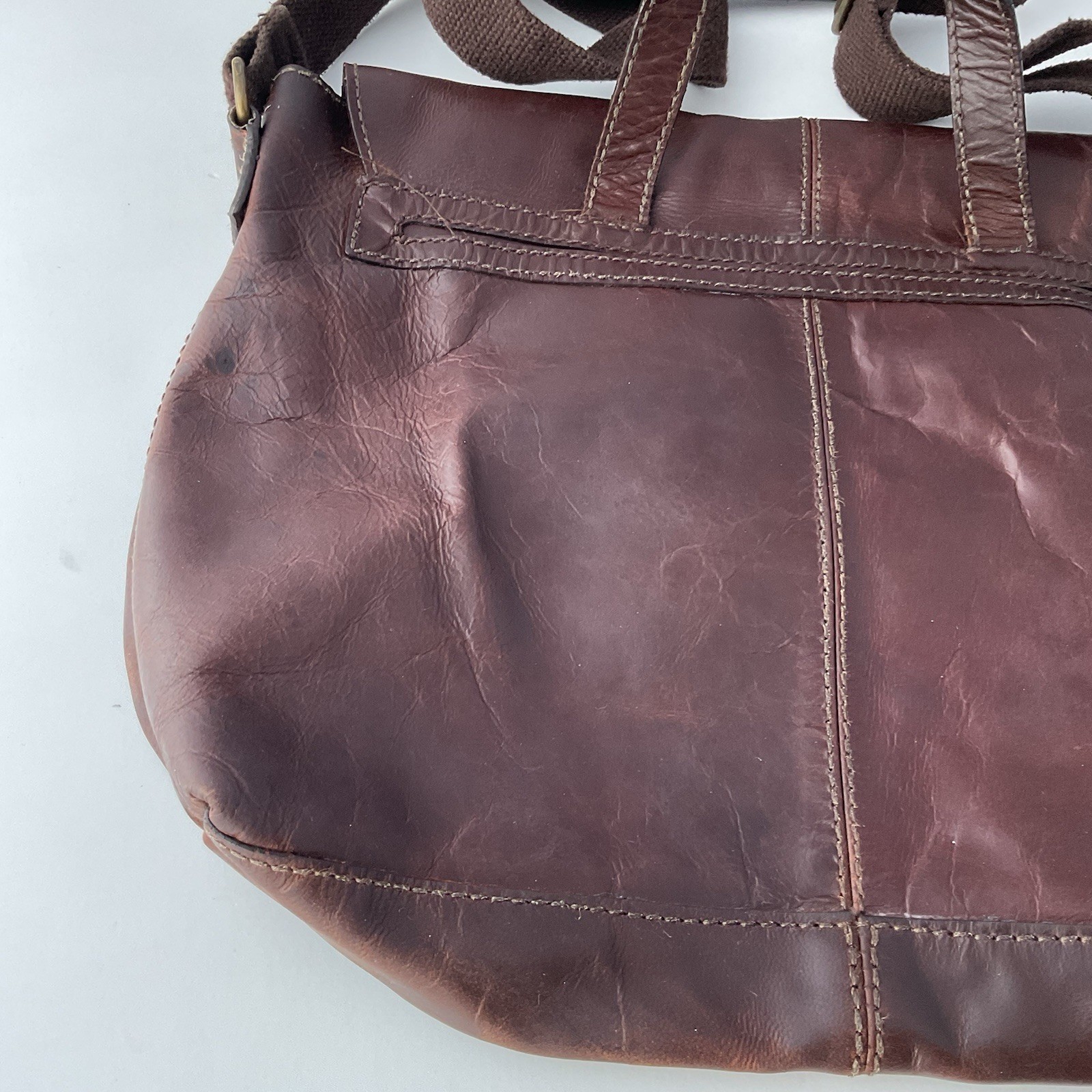 Vintage Distressed Wilsons Leather Brown Single Flap Messenger Bag Commuter Tote