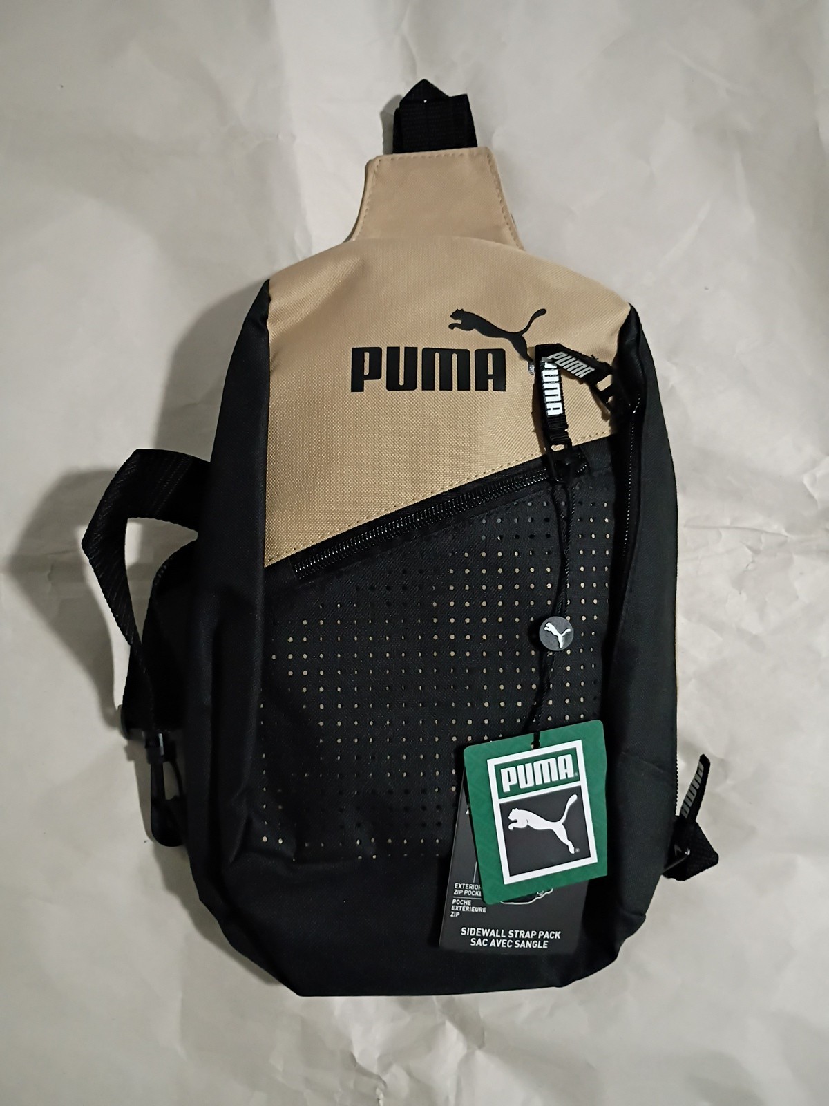 PUMA No 1 Logo Sidewall Sling Backpack Black/Tan