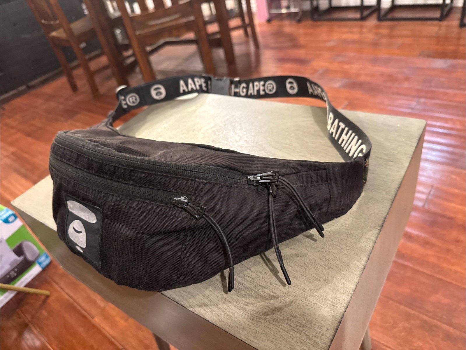 AAPE BY*A Bathing Ape BAPE Sling Bag Crossbody Fanny Black AUTHENTIC Banger Z10