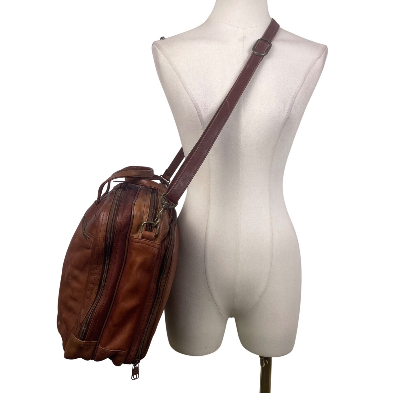 Heritage Men’s Brown Full Grain Leather With Strap & Handles Portfolio Bag