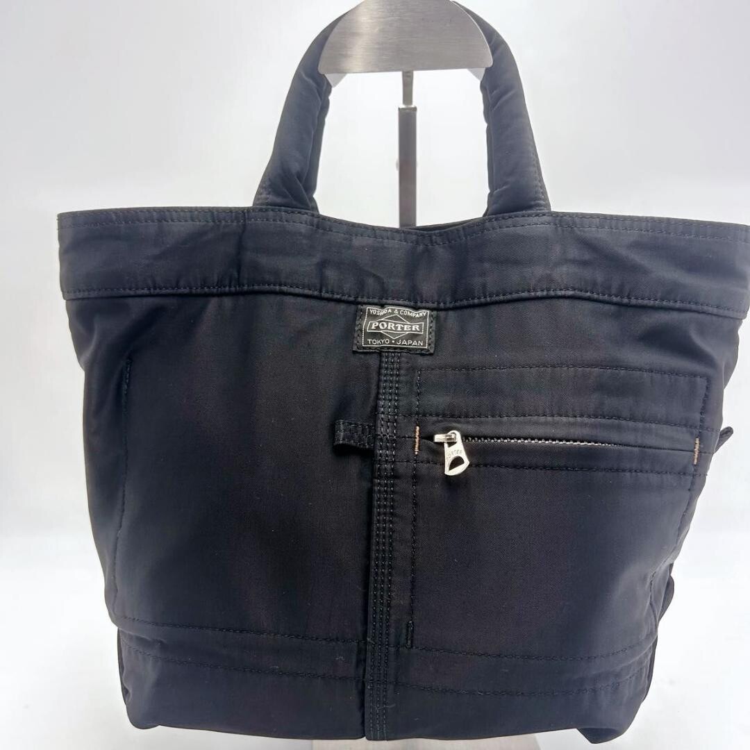 PORTER Mini tote bag MILE Nylon cotton twill Black Authentic From Japan