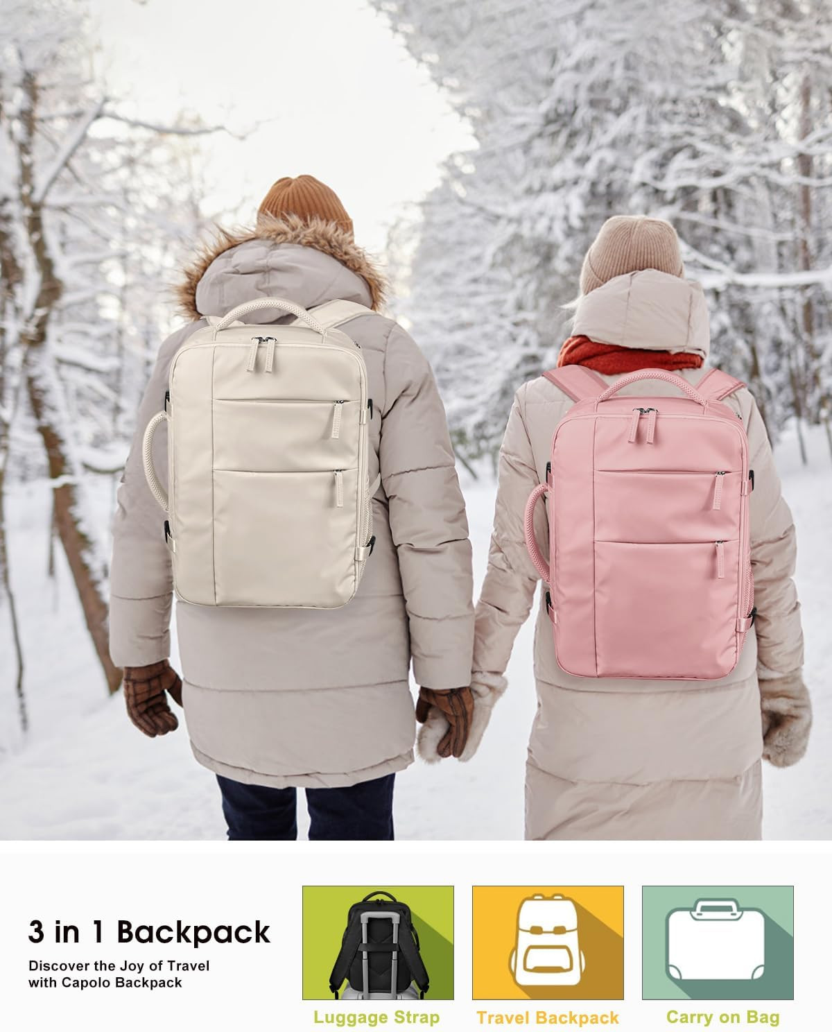 Travel Backpack Airline Approved Waterproof Laptop Backpack 15.6 In Laptop Beige