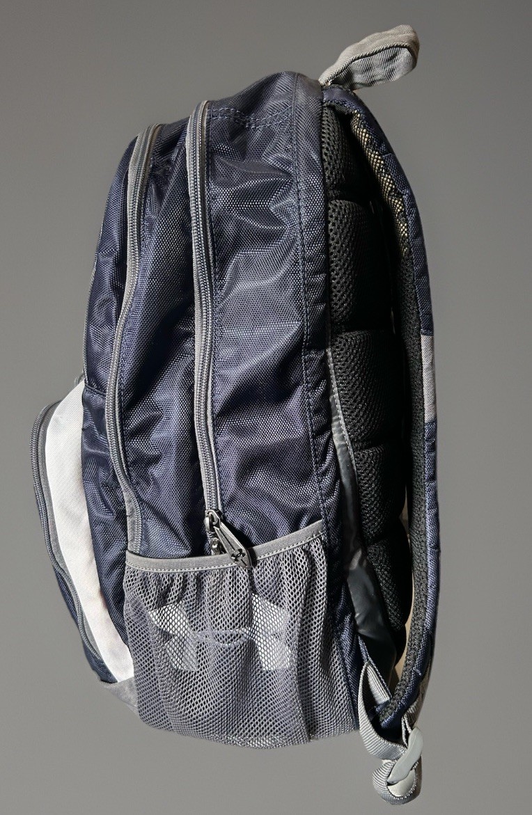 Under Armour Navy Blue/Gray 100% Polyester Backpack EUC