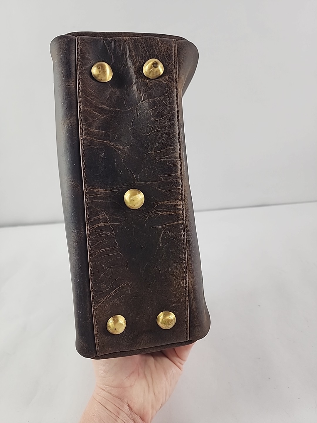 KomalC Brown Buffalo Leather Travel Dopp Toiletry Bag