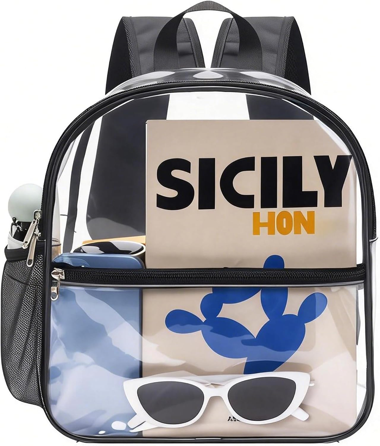 Clear Backpack for Stadium Events, Black | Stadium Approved Clear Bag, 0.4Mm Hea