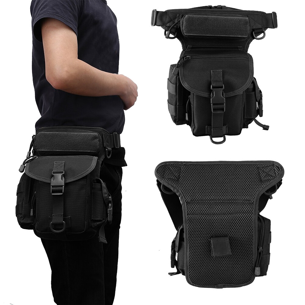 Mens Outdoor Adjustable Backpacks Drop Leg Bag Military Tactical Molle Pouch New