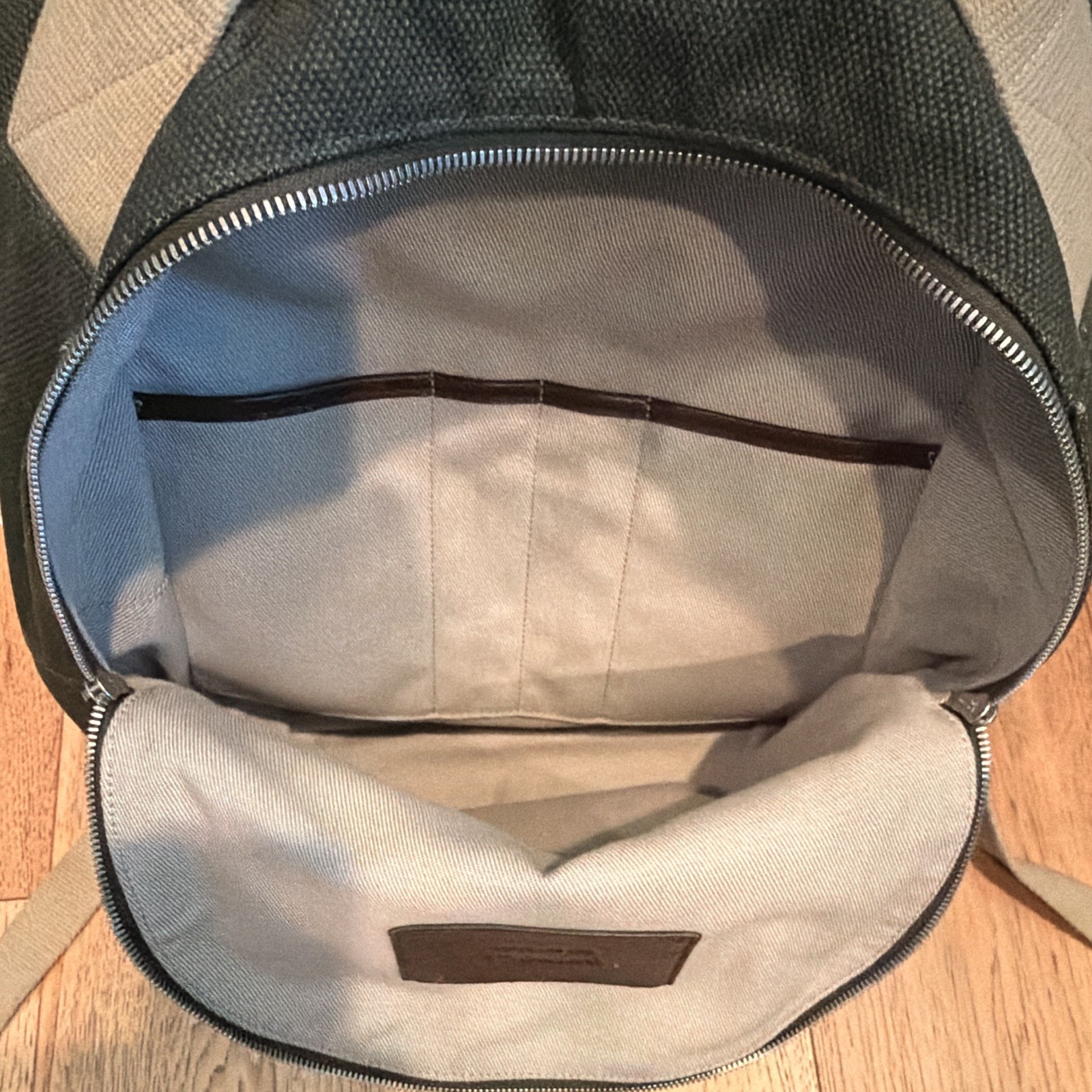Shinola Canvas Backpack, Green & Beige
