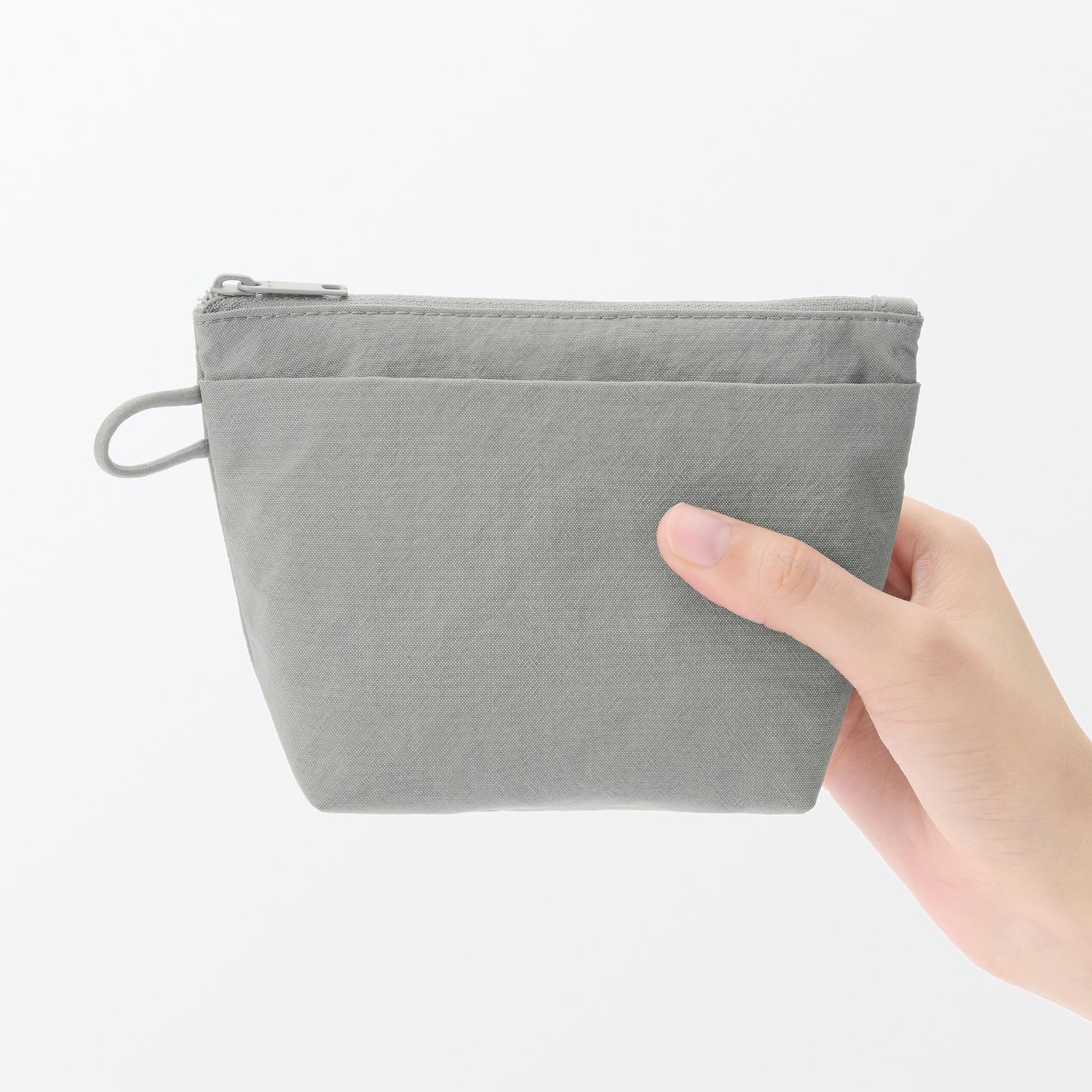 Wrinkle nylon gusseted pouch, gray, S, approx. 16.5 x 11 x 6 cm, 84475658