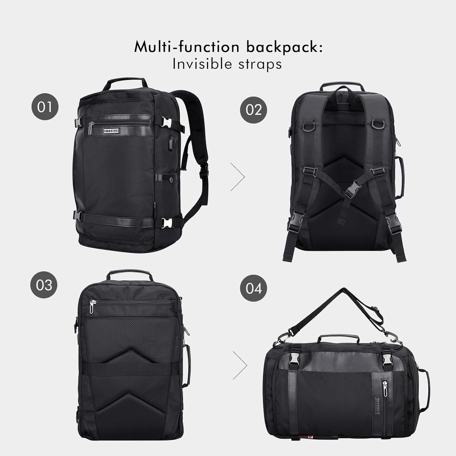 Black Travel Backpack with USB Port – Flight Approved for Laptops