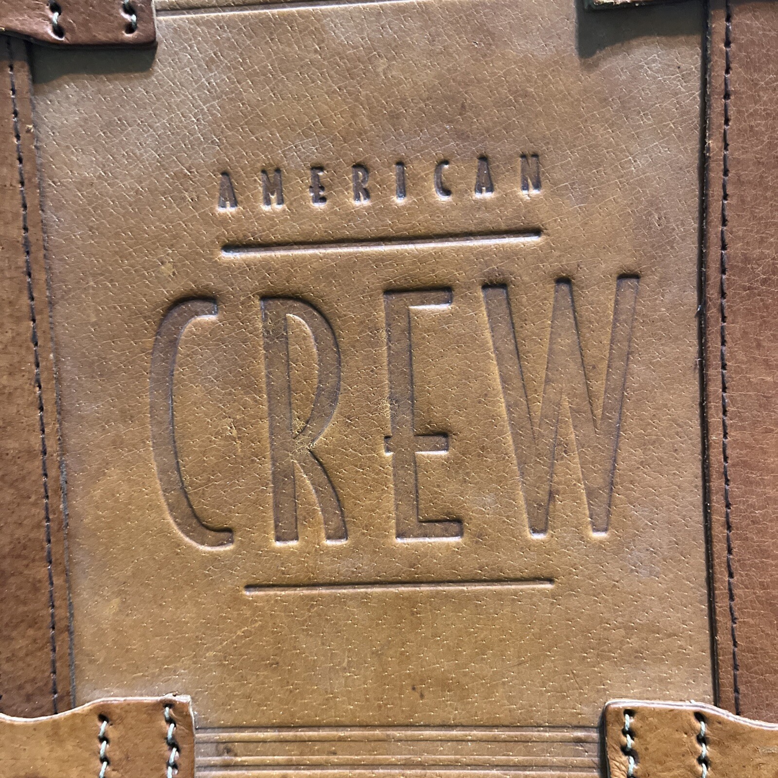 Vtg American Crew 15” Leather Bound Men’s Shaving Case EUC Read