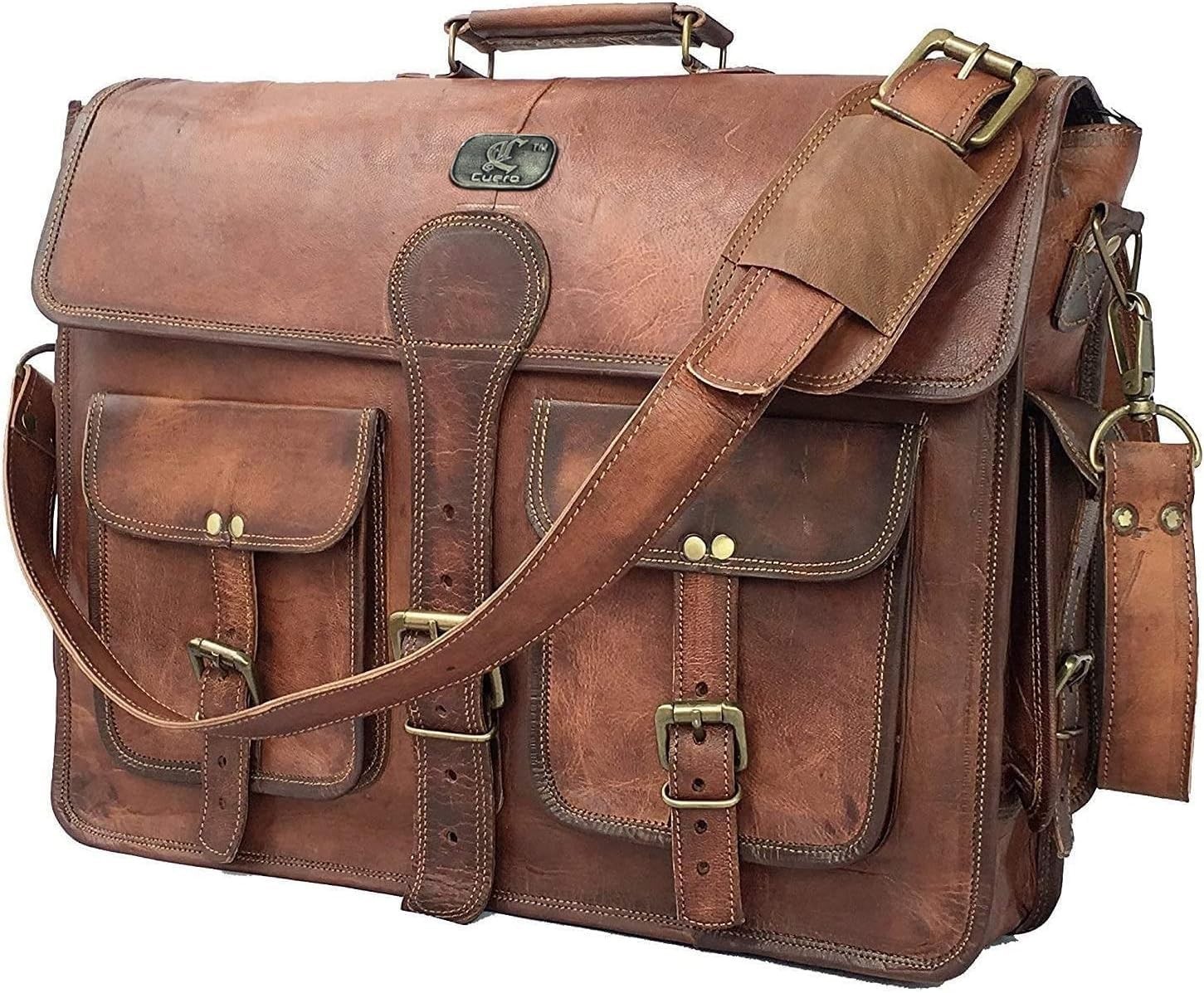 Leather Messenger Bag for Men, 18 Inch Laptop Crossbody, Handmade Leather Sho…