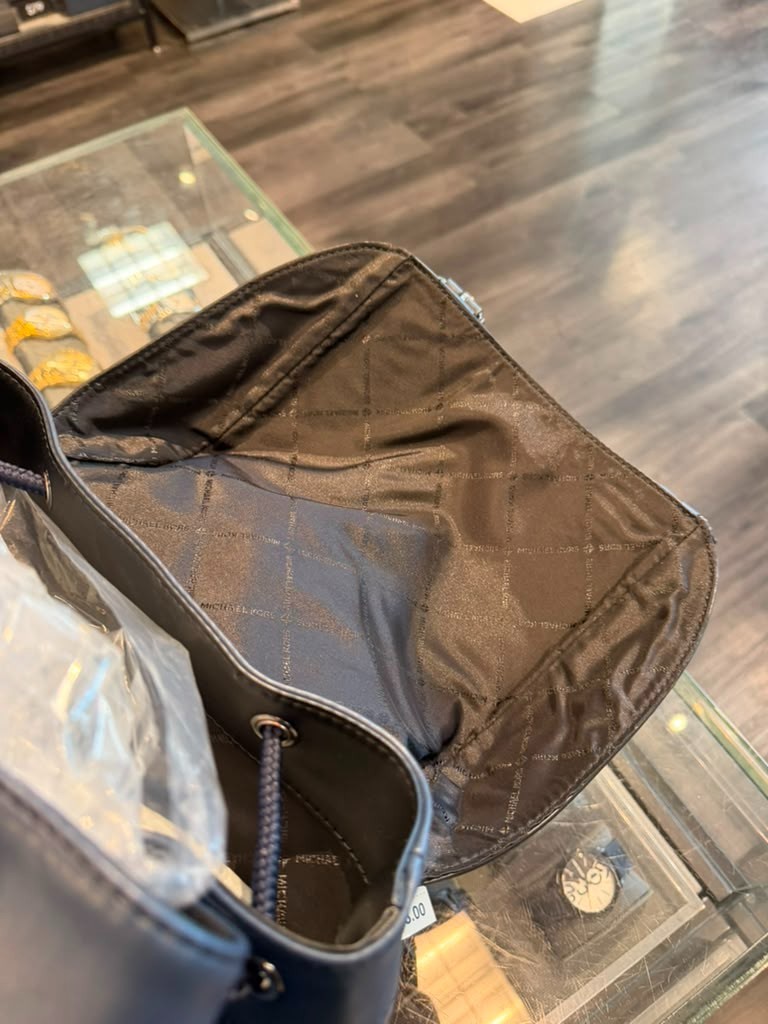 Michael Kors Men Cooper Large Leather Shoulder Backpack Navy For Travel Hiking
