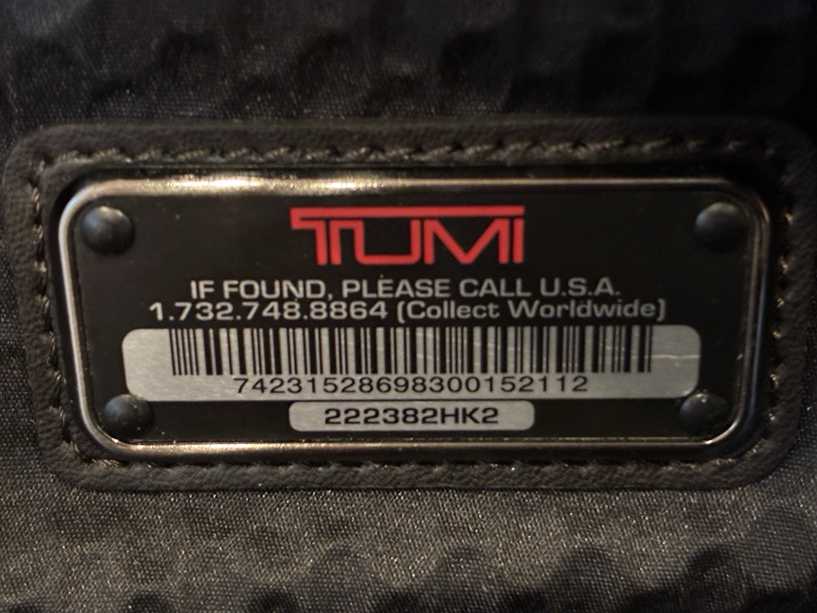 TUMI 222382HK2 Alpha Bravo Kingsville Backpack Black Brown Original Luggage Tag