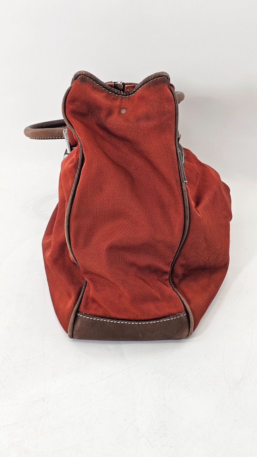 Cole Haan Mens Brown Leather Adjustable Strap Push Lock Messenger Bag/ Briefcase