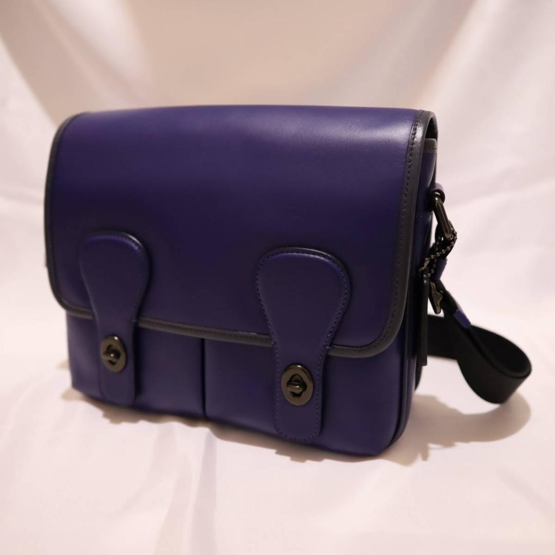 COACH Heritage Map Indigo Midnight Turn Lock 22.5×25.5x6cm Strap 70-128cm Used