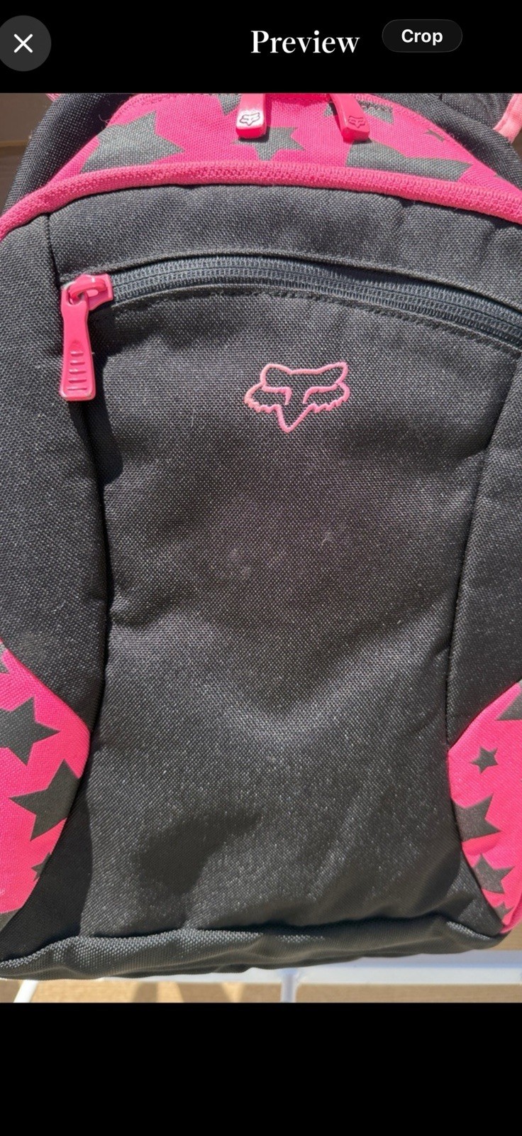 Fox Black & Pink Star Backpack Zip Unisex Padded Pockets Adjustable Straps
