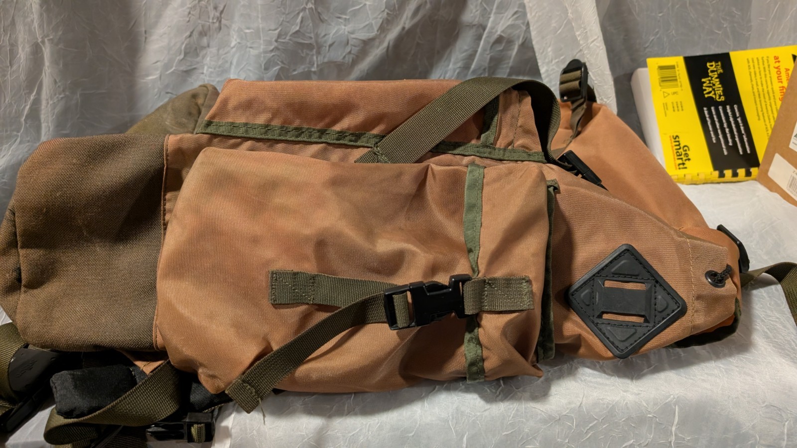 LL Bean Khaki/Olive Green Continental Rucksack Backpack Military Bag Vtg 90s