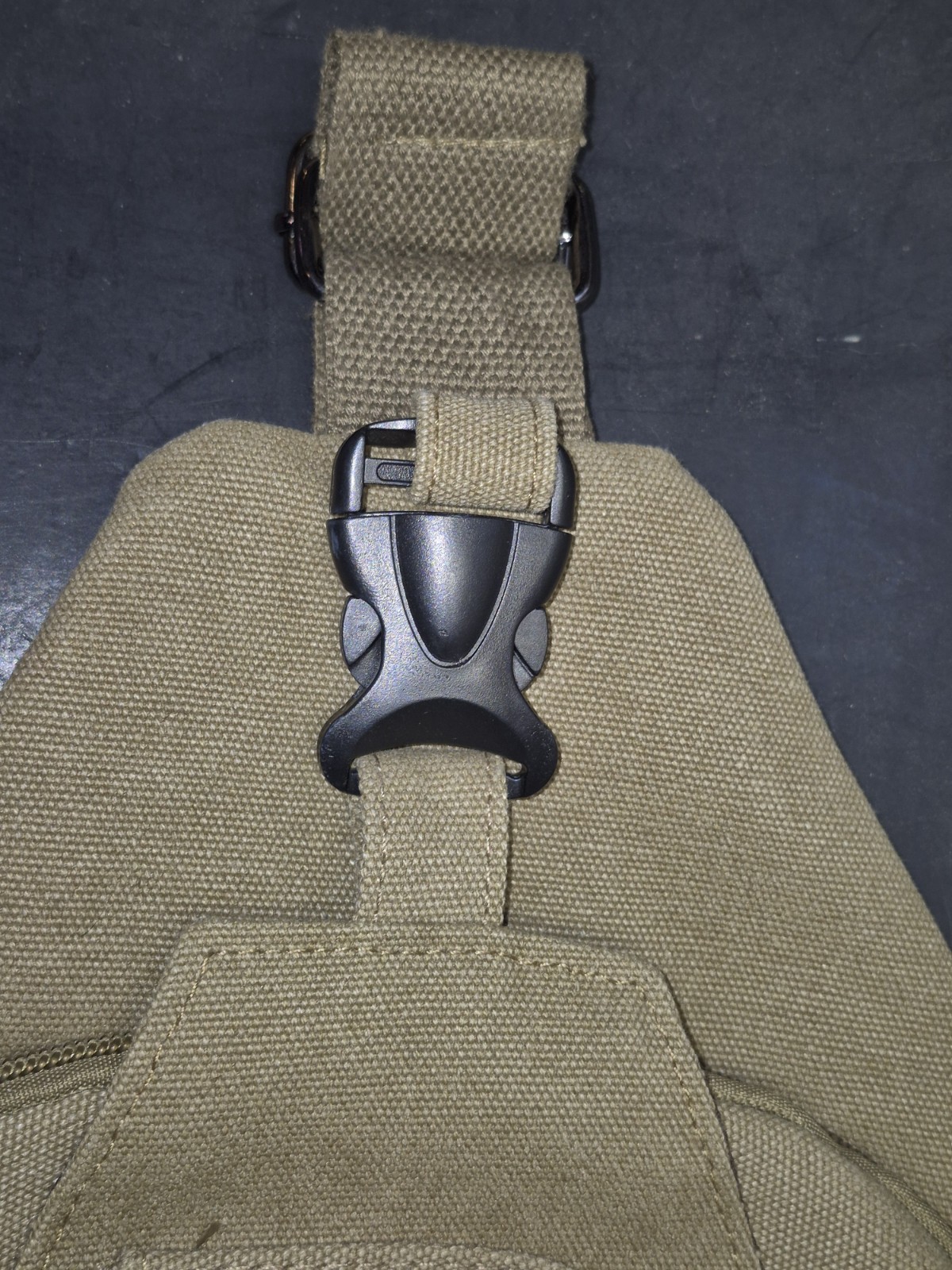 READ! Rare Flish Canvas Sling Bag Rabbit Design Army Khaki Green Adj. Strap
