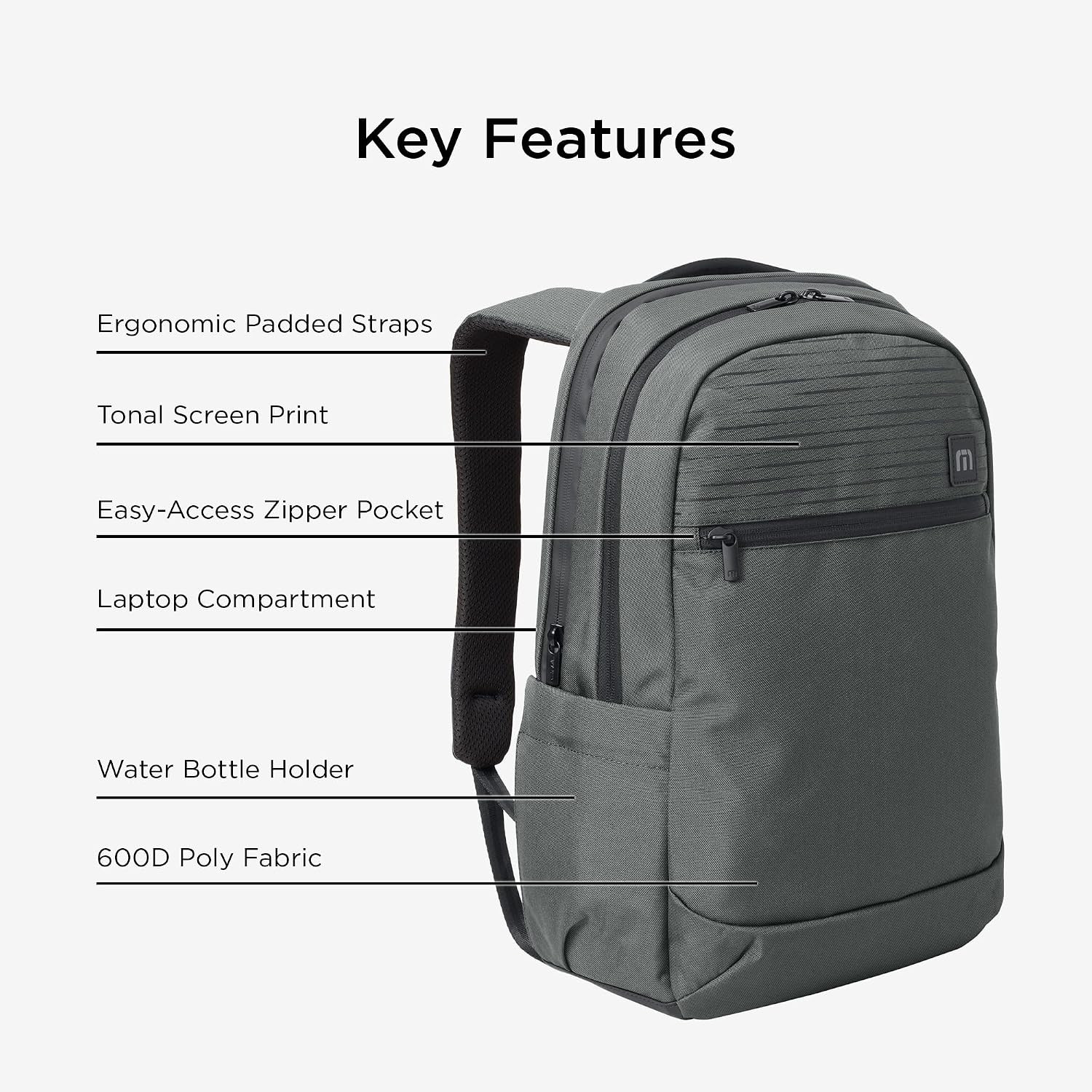 Travismathew Graphite Approach Backpack – Water-Resistant Laptop Sleeve Bag