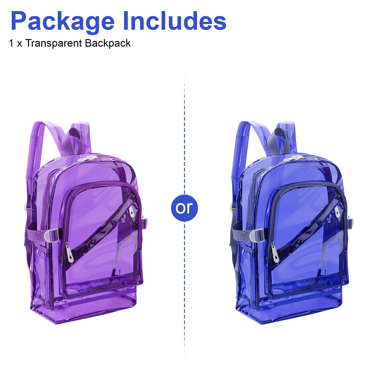 Clear Backpack Waterproof School Transparent Bag with Adjustable Shoulder Strap