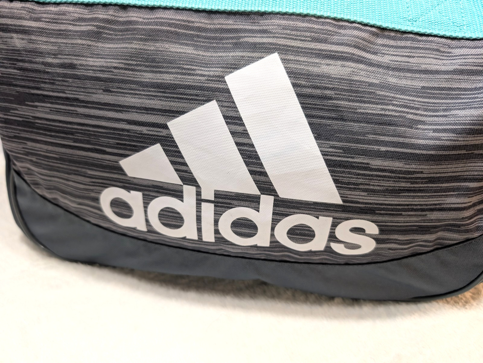 Adidas Defender 4 Small Duffel Bag, Grey Teal White White Accents Logo