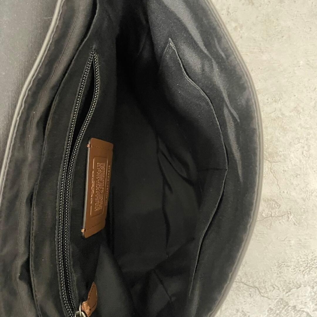Coach Messenger Bag All Leather Brown Men Strap Crossbody 34x30cm Authentic