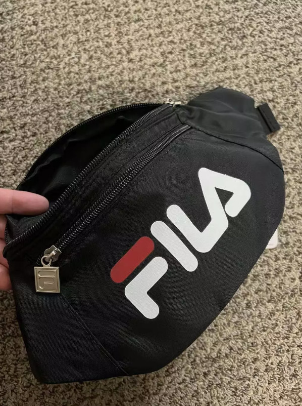 Fila Unisex Black Three Compartments Nylon Polyester Belt Bag / Fanny Bag